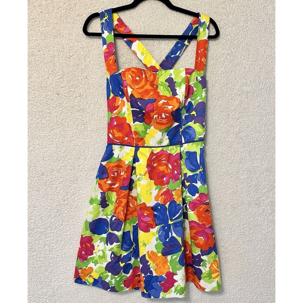 Tom and‎ Linda Platt Custom Cocktail Party Floral Cross Back Dress  Size Unknown